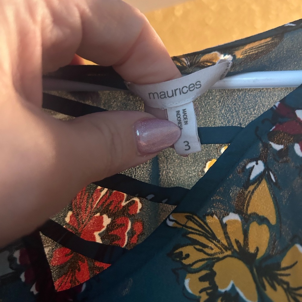 Maurices Teal Dress with Floral Accents